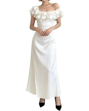 Linda Charm Cap Sleeve Maxi Dress - White