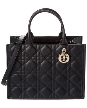 Dior Book Medium Leather Tote - Black
