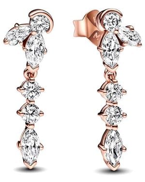 PANDORA Timeless 14K Rose Plated Cz Drop Earrings - White