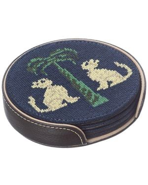 J.McLaughlin Cocktail Party Needlepoint Coaster - Blue