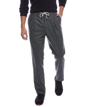 Brunello Cucinelli Pleated Leisure Fit Wool Pant - Black