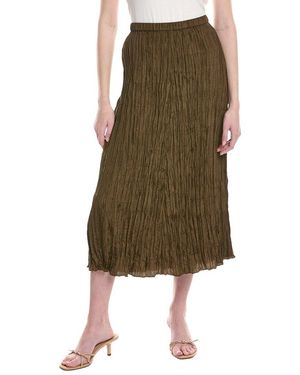 Eileen Fisher Flared Silk Midi Skirt - Green