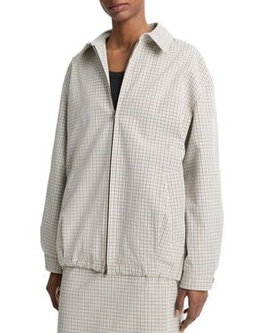 Vince Gardeners Check Oversized Zip Bomber Jacket - Gray