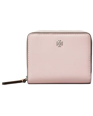 Tory Burch Emerson Mixed-Materials Mini Leather Wallet - Pink