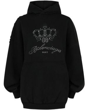 Balenciaga Bb Motel Large Fit Hoodie - Black