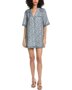 Faherty Paradise Point Linen Mini Dress - Blue