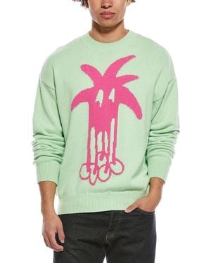Palm Angels Wool & Cashmere-Blend Crewneck Jumper - Green