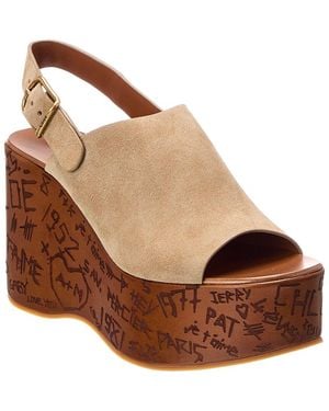 Chloé Maxime Suede Wedge Sandal - Brown