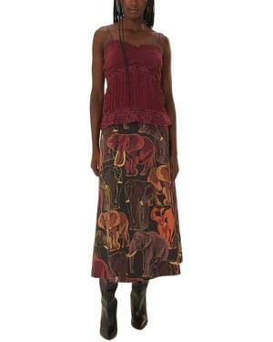 FARM Rio Lace Sleeveless Blouse - Red