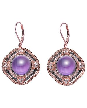 Genevive Jewelry 18k Rose Gold Vermeil Cz Earrings - Purple
