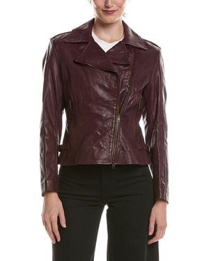 Johnny Was Leather Moto Jacket - Red