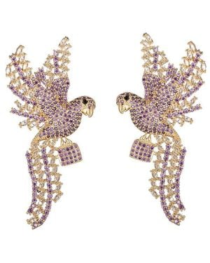 Eye Candy LA Cz Flying Bird Statement Earrings - White