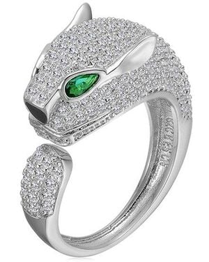 Rachel Glauber 14K Plated Cz Band Ring - Metallic