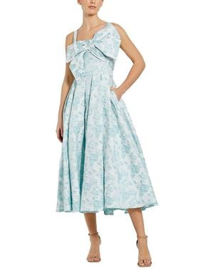 Mac Duggal Sleeveless Large Bow Detail Floral Brocade Dress - Blue
