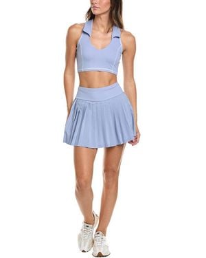 Marion 2Pc Crop Polo Sports Bra & Skirt Set - Blue