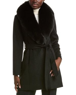 Sofiacashmere Sofiacashmere Wool-Blend Wrap Coat - Black