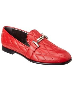 Tod's Double T Quilted Leather Loafer - Red