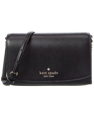 Kate Spade Staci Saffiano Leather Small Flap Crossbody - Black