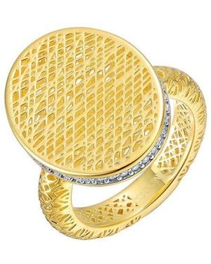 Rachel Glauber 14K Plated Mesh Design Ring - Metallic