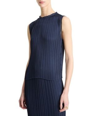 Vince Pleated Crewneck Shell - Blue