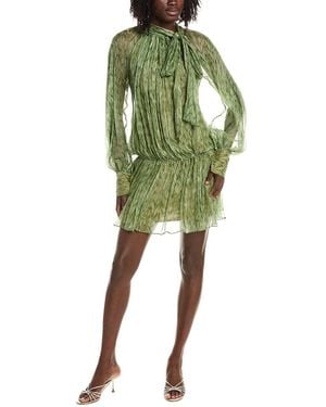 Alexis Hailey Silk-Blend Mini Dress - Green