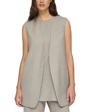 Lafayette 148 New York V-Neck Open Front Vest - Grey