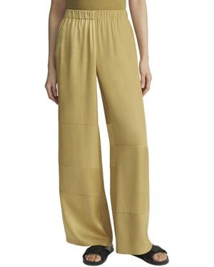 Lafayette 148 New York Block Panel Riverside Silk Wide Leg Pant - Green