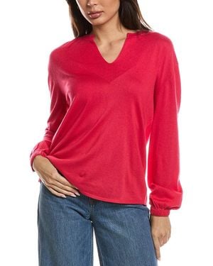 Forte Split Neck Silk & Cashmere-Blend Jumper - Red