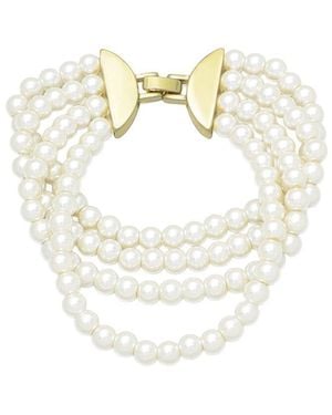 Adornia Multi-Strand Faux Pearl Statement Bracelet - White