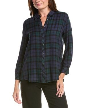 Johnny Was Petite Velvet Back Oversized Shirt - Blue
