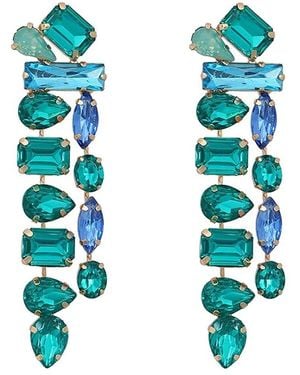 Liv Oliver 18K Plated Chandelier Earrings - Blue