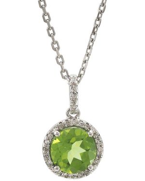 Gemstones Silver 1.44 Ct. Tw. Diamond & Peridot Necklace - Green