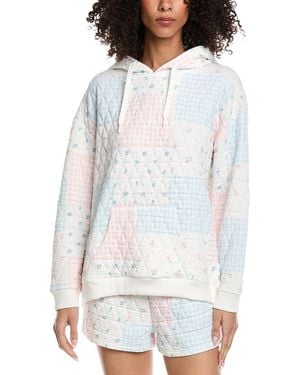 Vintage Havana Patchwork Quilted Hoodie - White