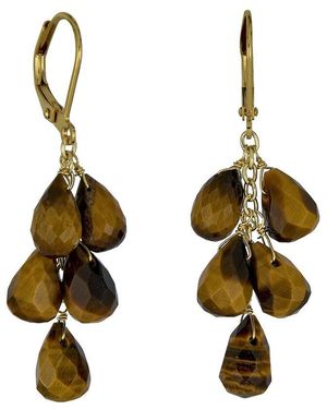 Rachel Reinhardt Jewelry Tigers Eye Teardrop Cluster Earrings - Metallic