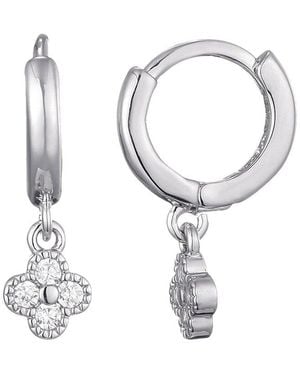 Adornia Cz Extra Mini Clover Dangle Huggie Earrings - White