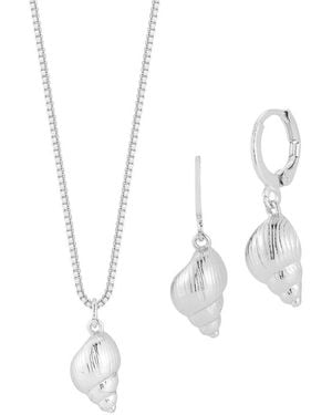 Sphera Milano Plated Necklace/Earring Set - White