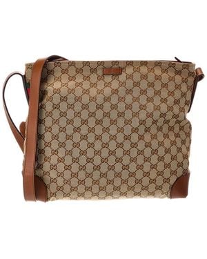 Gucci Canvas & Leather Crossbody (Authentic Pre-Loved) - Brown