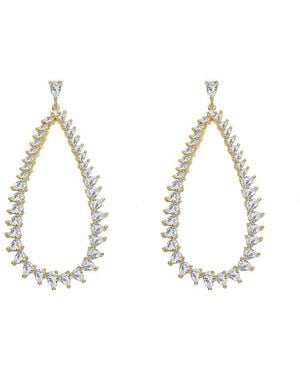 Rachel Glauber 14k Plated Cz Statement Earrings - Metallic