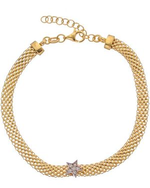 Meshmerise 18k Over Silver 0.07 Ct. Tw. Diamond Bracelet - Metallic