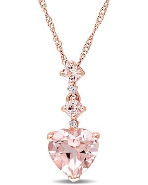 Diamond Select Cuts 14K Rose 1.25 Ct. Tw. Diamond Morganite Necklace - White
