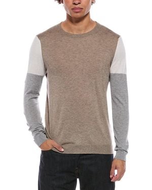 Autumn Cashmere Colourblock Sleeve Cashmere-Blend Crewneck Jumper - Grey