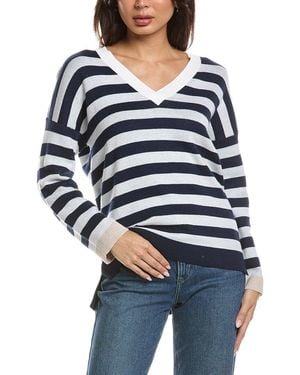 Forte High-Low Stripe Cashmere-Blend Jumper - Blue