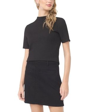 Vince Camuto Short Sleeve Mock Neck Top - Black