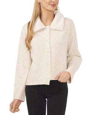 Cece Faux Fur Collared Cardigan - White