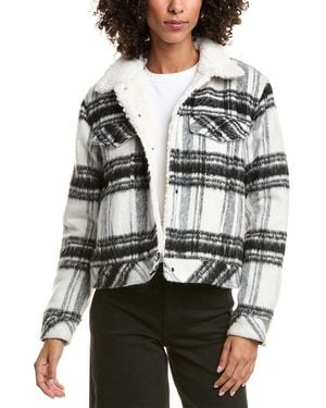 Bella Dahl Sherpa Lined Wool-Blend Trucker Jacket - Grey