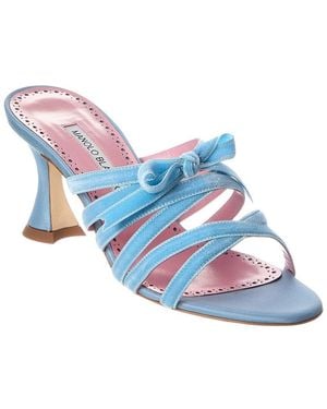 Manolo Blahnik Clementel 80 Velvet Sandal - Blue