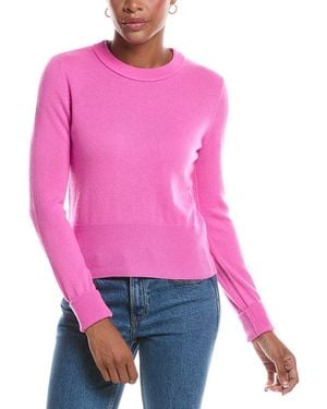 Autumn Cashmere Contrast Side Seam Crewneck Cashmere Sweater - Pink