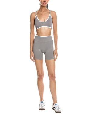 Marion 2Pc 5.5In Contrast Bra & High Rise Yoga Short Set - Gray