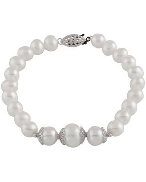 Splendid Rhodium Over Silver 7-9mm Pearl Bracelet - White