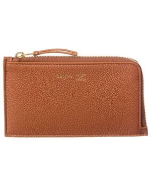 Celine Long Leather Zip Card Holder - Brown